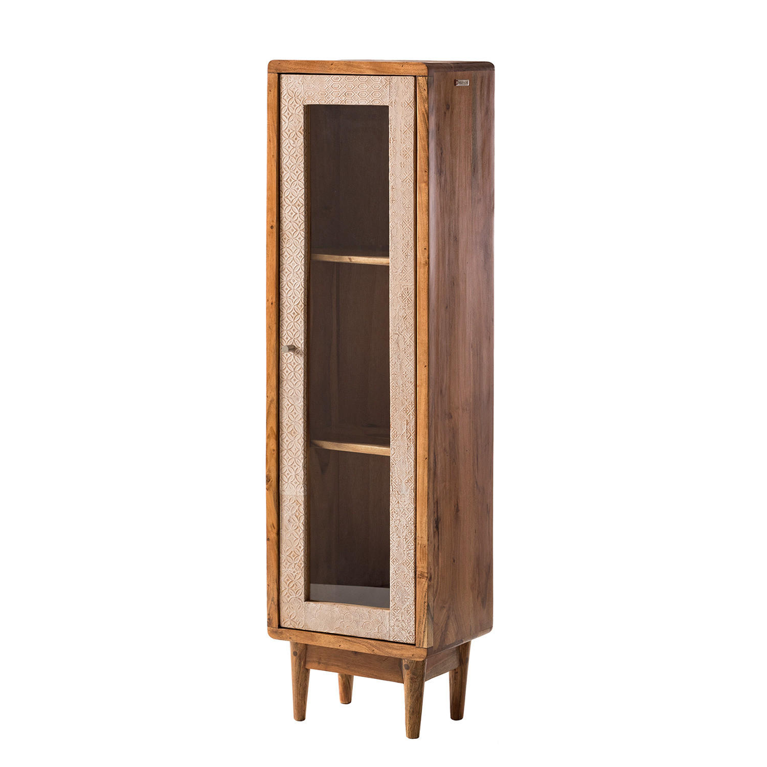 MASSIVER MIDISCHRANK - Akazie massiv - Ecru / Akazie - Akaziefarben, Holz/Metall (38/137/30cm) - home24