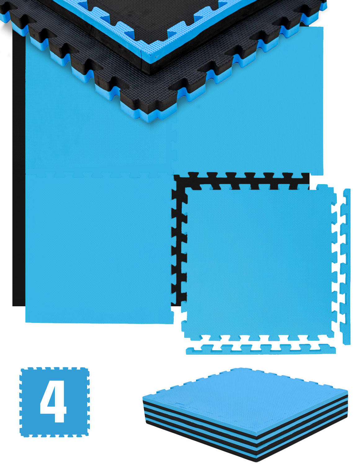 MATTE EVA-019 50x50cm 4cm Schwarz Blau 4 Matten / Set - Blau, Kunststoff (50/50cm) - eyepower