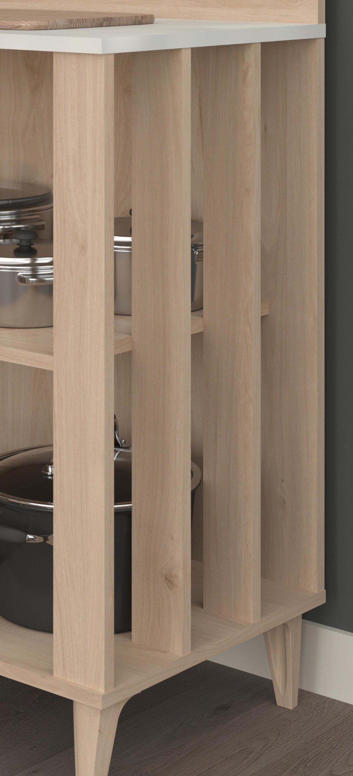 BUFFET Eiche, grau Set 2-tlg. Buffetschrank und Anrichte - Eichefarben/Grau, Holzwerkstoff (120/185/41cm) - Parisot Meuble