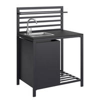 GARTENSPÜLTISCH - Aluminium / Kunststoff - Schwarz - Schwarz, Kunststoff/Metall - home24