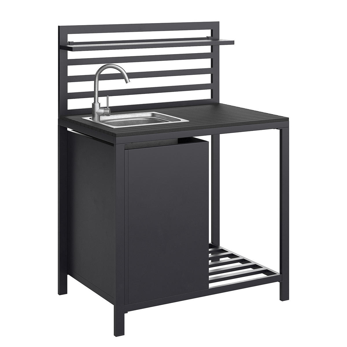 GARTENSPÜLTISCH - Aluminium / Kunststoff - Schwarz - Schwarz, Kunststoff/Metall - home24