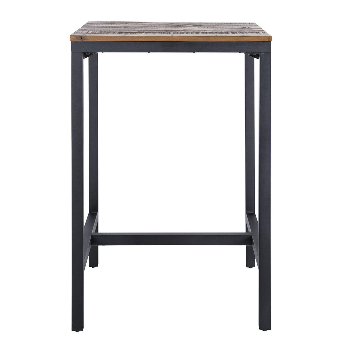 BARTISCH - Pinie massiv / Metall - Schwarz/Pinienfarben, Holz/Metall (70/70/105cm) - home24