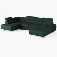 WOHNLANDSCHAFT MARRY Links Grün Cord-Stoff mit Schlaffunktion und zwei Bettkästen - Grün, Holz/Metall (335/90/190cm) - Barchello