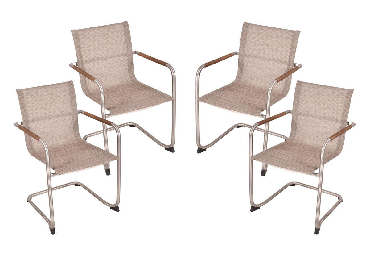 GARTENSTUHL 4er Set Carin Freischwinger - Sandfarben, Kunststoff (59/85/56cm) - DELUKE