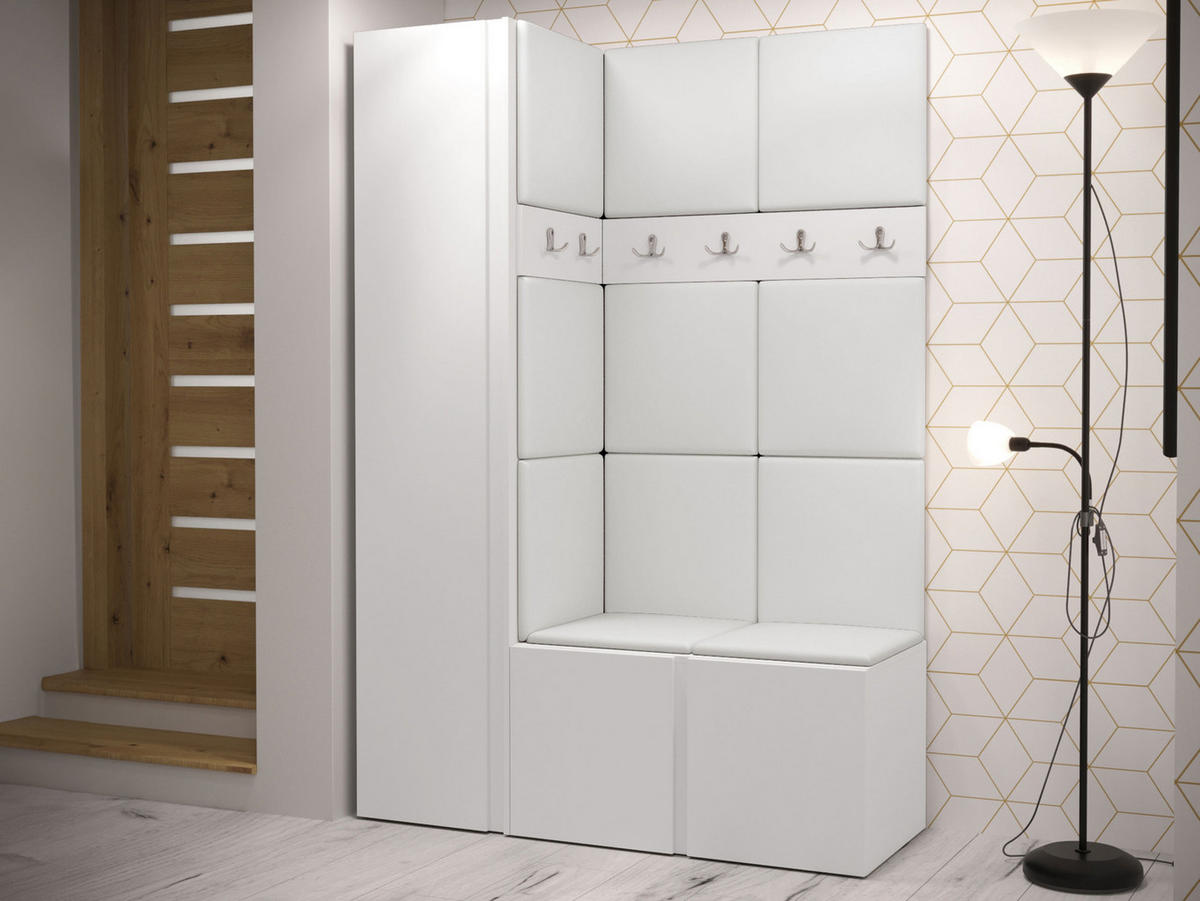 GARDEROBEN-SET Orion IX - Weiß, Holzwerkstoff/Kunststoff (124/186/46cm) - MIRJAN24