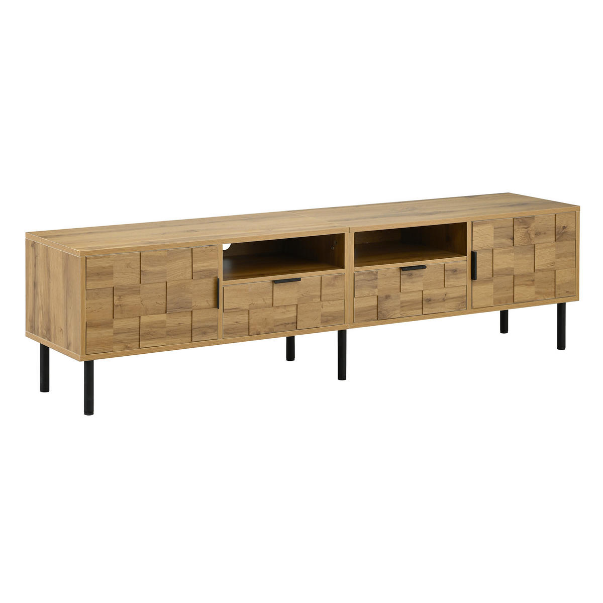 TV-LOWBOARD eiche-optik 160 cm mit 2 schubladen & 2 türen - Naturfarben, Holzwerkstoff (160/42.5/35cm) - Urban Meuble