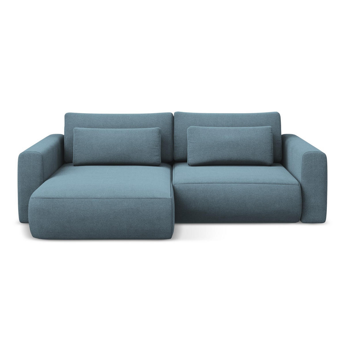 ECKSOFA mit Schlaffunktion Strukturstoff Stoff Blau - Blau/Schwarz, Kunststoff/Textil (149/240cm) - LaMiaSofa