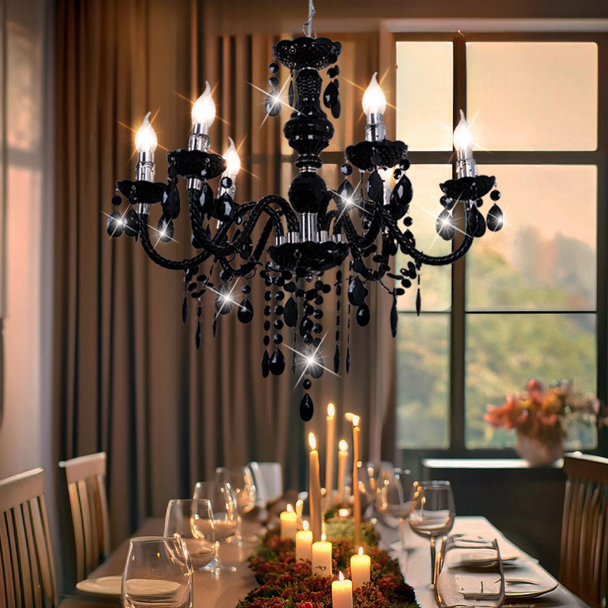 LED KRONLEUCHTER Cuimbra Schwarz - Schwarz, Metall (57/57/166cm)