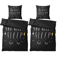 BETTWÄSCHE 4-teilig All You Need is Sleep - Schwarz, Naturmaterialien (135/200cm) - Sanilo