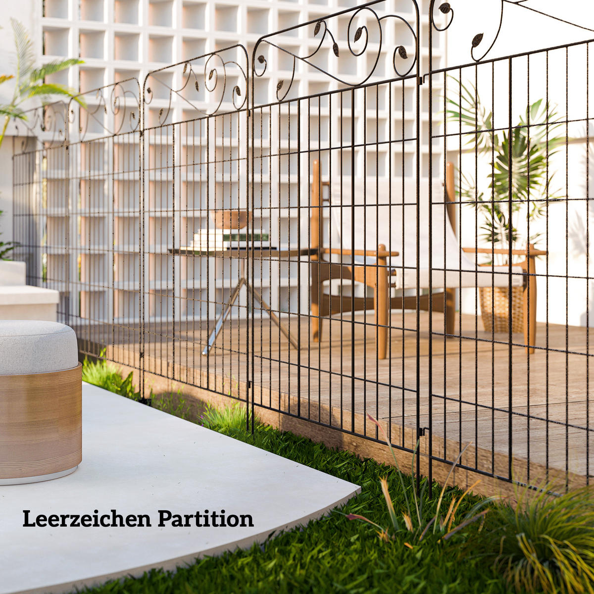 GARTENZAUN, Metall, Schwarz - Schwarz, Metall (1/110cm) - Outsunny