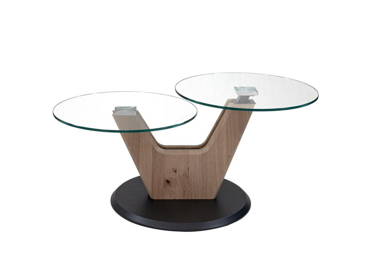 COUCHTISCH Cathe 110x60x45 höhenverstellbar Wildeiche Bianco/Klarglas - Braun, Glas (110/60/45cm) - 58aufmkessel