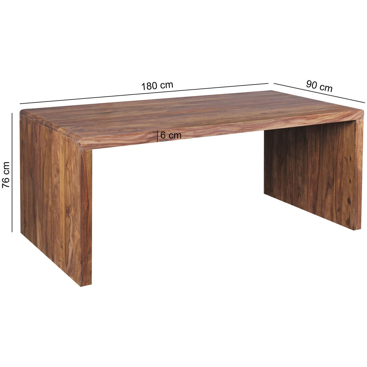 SCHREIBTISCH IDRIS Sheesham - Braun, Holz (90/180/76cm) - tinkaro