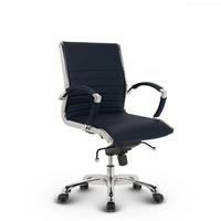 DREHSTUHL Montreal Echtleder Dunkelblau – ergonomisch, bis 150 kg, Sitzhöhe 46-54cm - Dunkelblau, Leder/Metall (60/97/60cm) - Versee