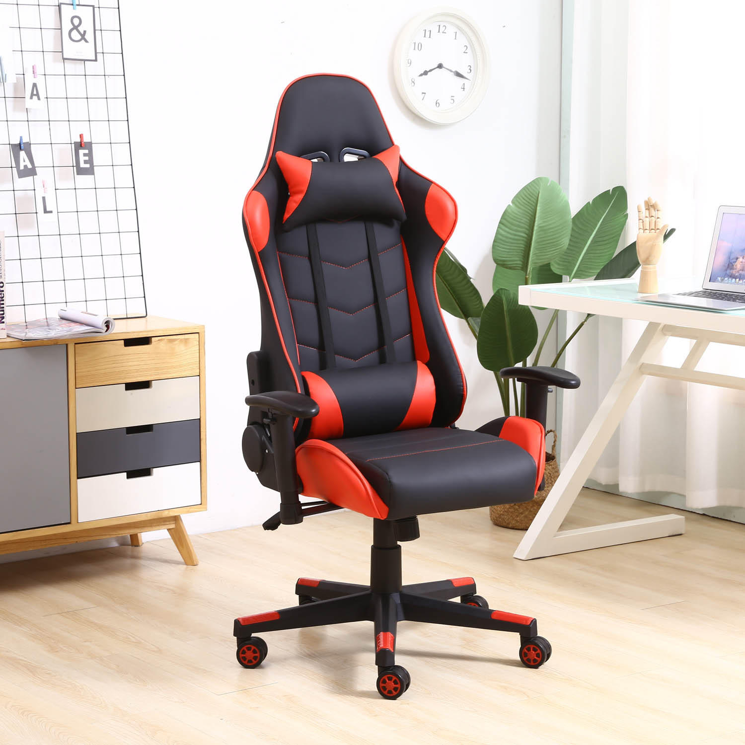 Thumbnail - VS Venta-stock Drehstuhl, Rot, Fell, 70x127x70 cm, Kinder- & Jugendzimmer, Jugendmöbel, Gamingstühle