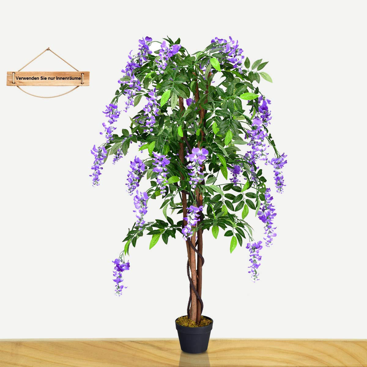 KUNSTPFLANZE mit Blüten Purpur - Lila, Kunststoff (150cm) - COSTWAY