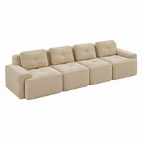 SOFA modular tiefsitzig Cord Beige - Beige, Kunststoff (104/69/382cm) - Meubliv