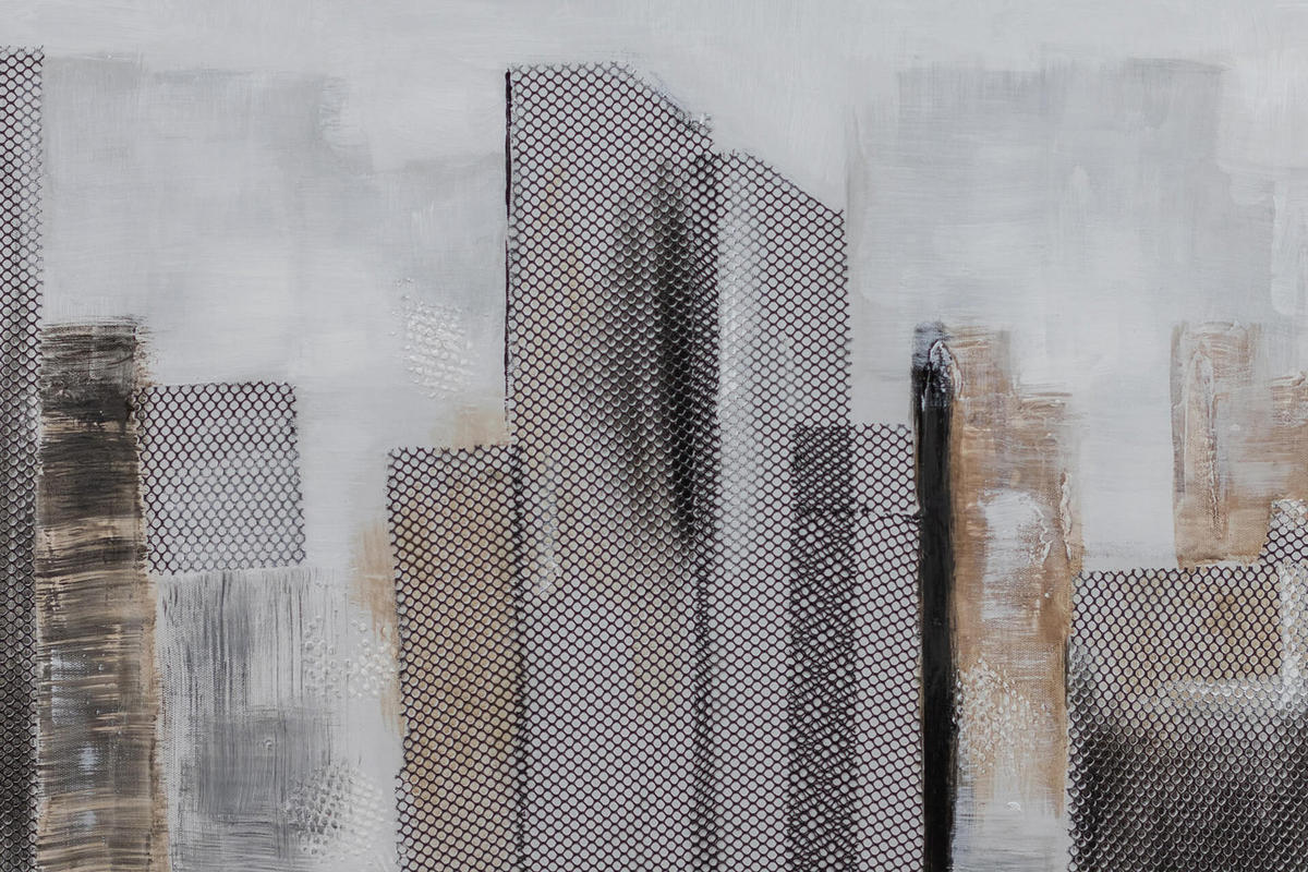 RUČNE MAĽOVANÝ AKRYLOVÝ OBRAZ 120/40 cm, sivý, krajinný motív - sivá, drevo/textil (120/40cm) - KUNSTLOFT