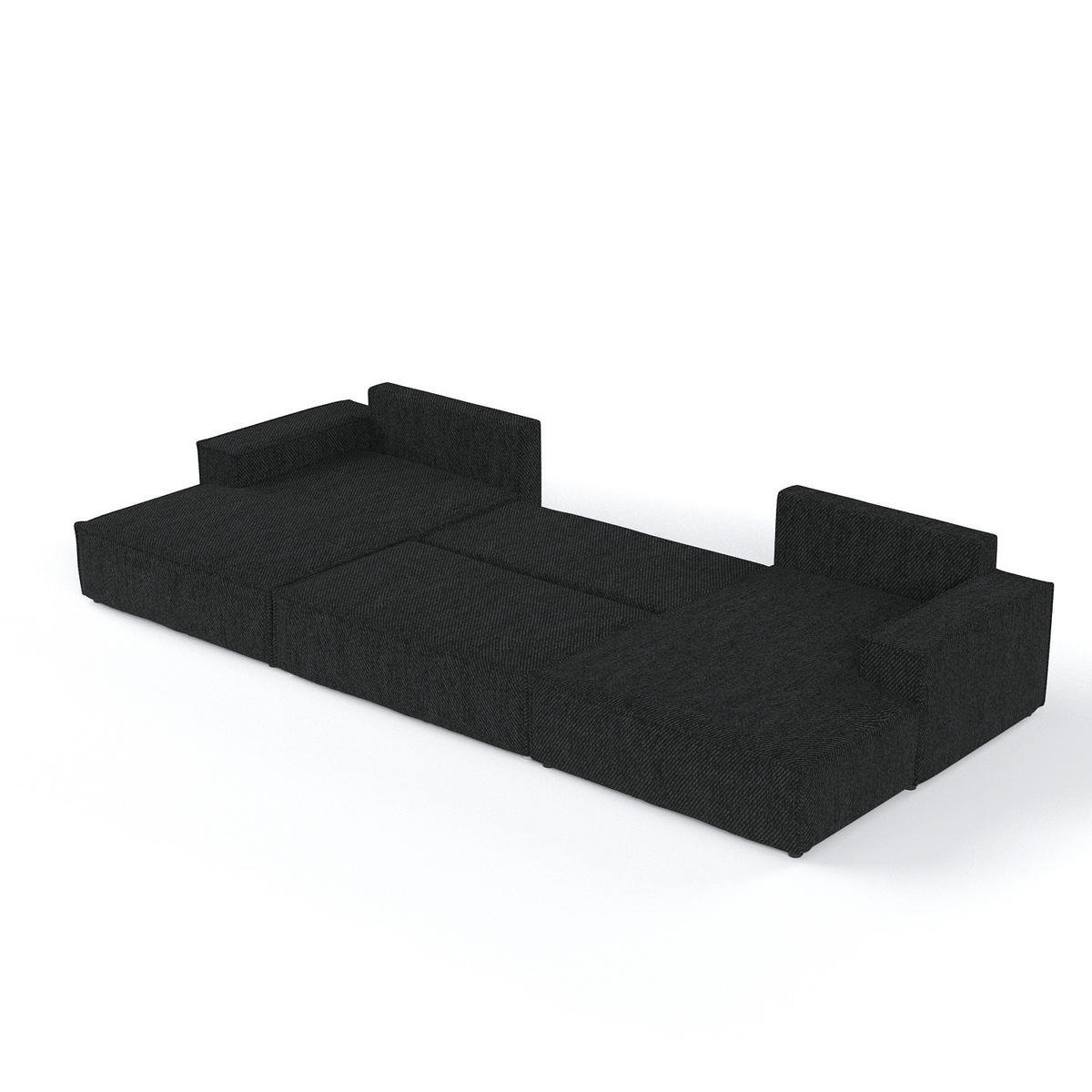 WOHNLANDSCHAFT NUBO mit Schlaffunktion Creme im Neve Stoff - Schwarz, Holz/Holzwerkstoff (398/70/148cm) - AltaBeds