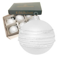 CHRISTBAUMKUGELN Streifenzauber Weiß 8cm (Glas / 6 Stk.) - Weiß, Glas (8/8/8cm) - Krebs Glas Lauscha