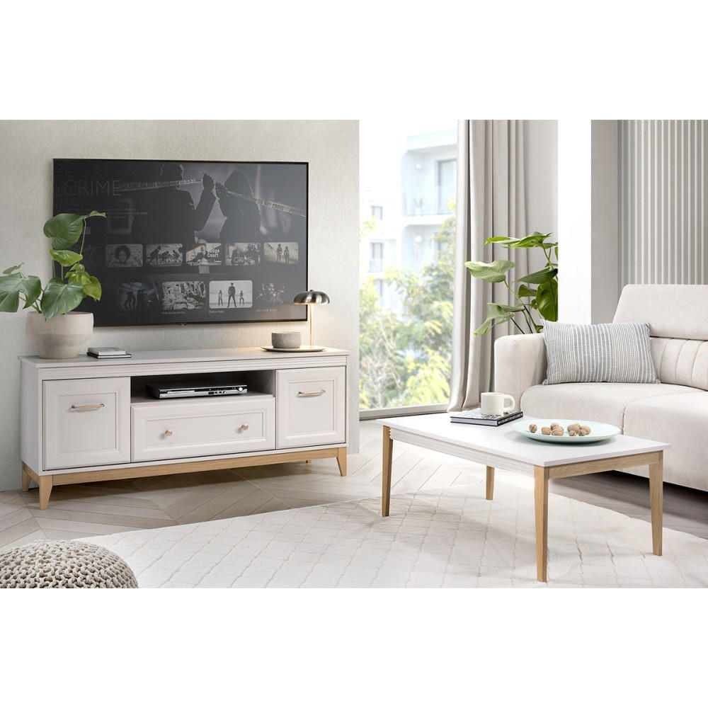 COUCHTISCH Charlott mit Holzfüßen, 90x40 cm - Kaschmir/Eichefarben, Holz/Holzwerkstoff (68/90/40cm) - Beautysofa