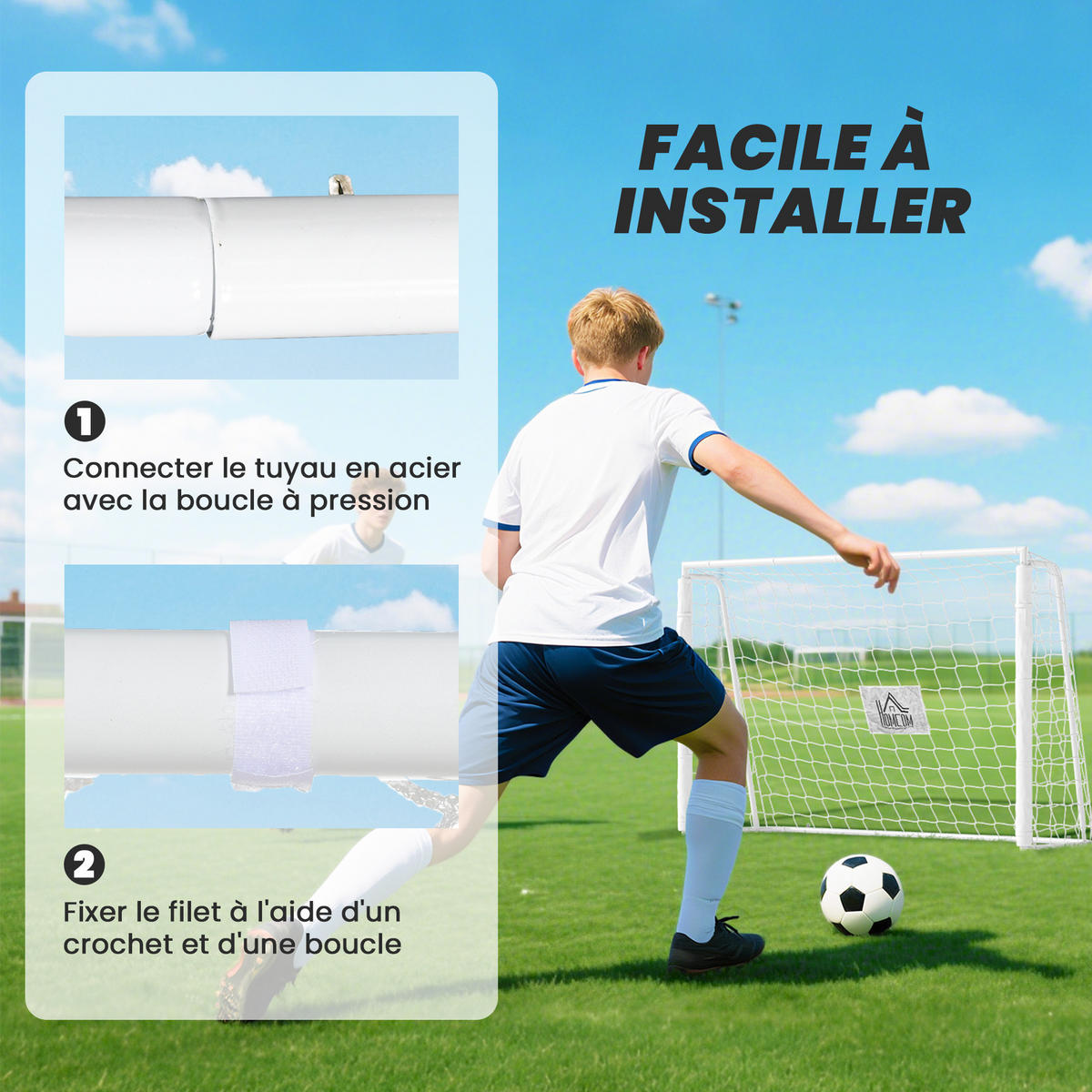 FUSSBALLTOR DE-18608 Trainings- & Spieltor 186x123 cm Weiß - Weiß, Metall (62/186cm) - ComfortXL