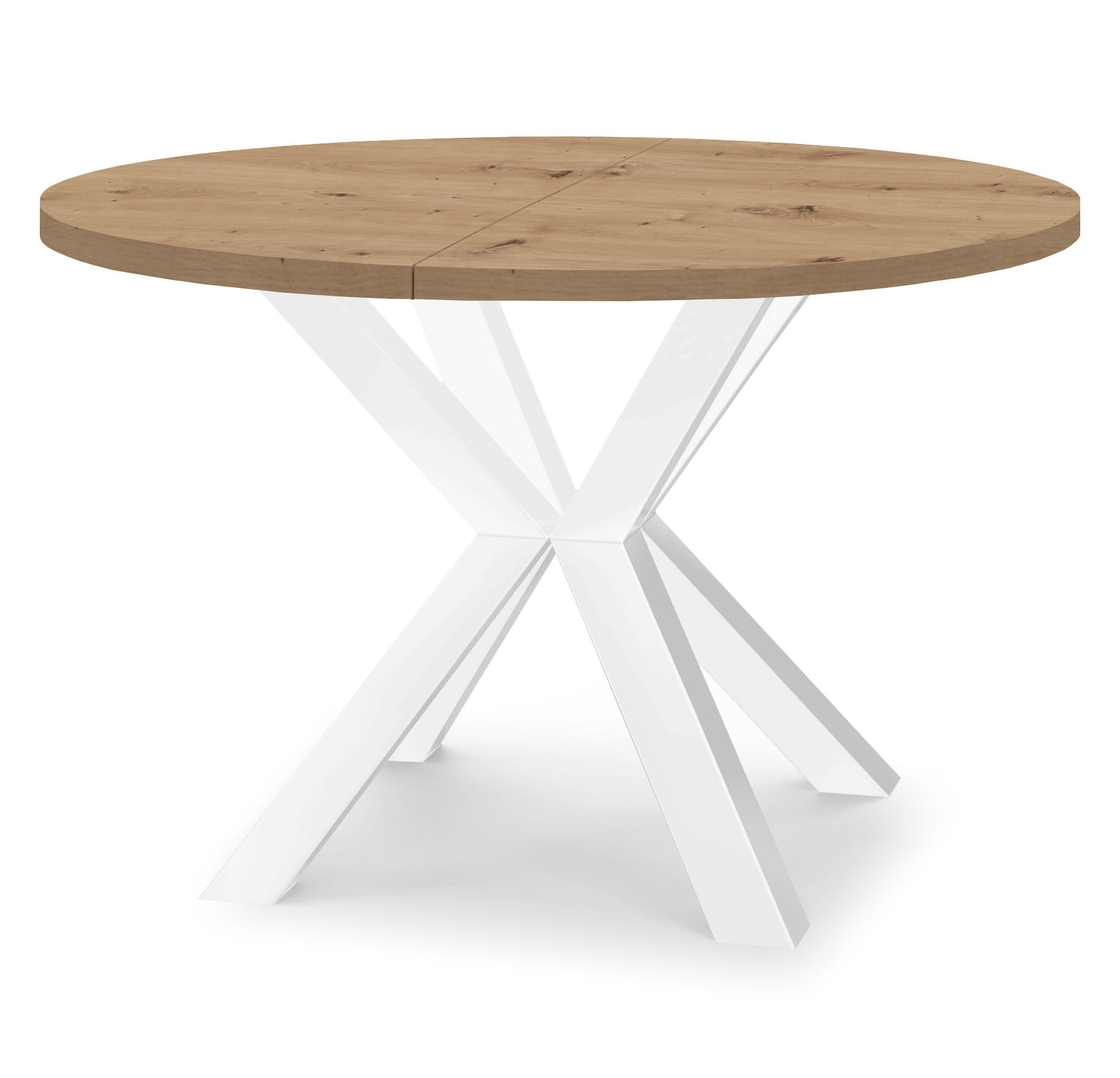 ESSTISCH RAL mit Holzbeinen, Durchmesser: 90 / 140 cm Eiche Artisan / Weiß - Eiche Artisan/Weiß, Holz (90/140/77cm) - Dekori_Interiors