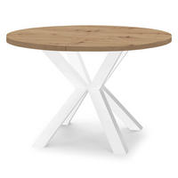 ESSTISCH RAL mit Holzbeinen, Durchmesser: 90 / 140 cm Eiche Artisan / Weiß - Eiche Artisan/Weiß, Holz (90/140/77cm) - Dekori_Interiors