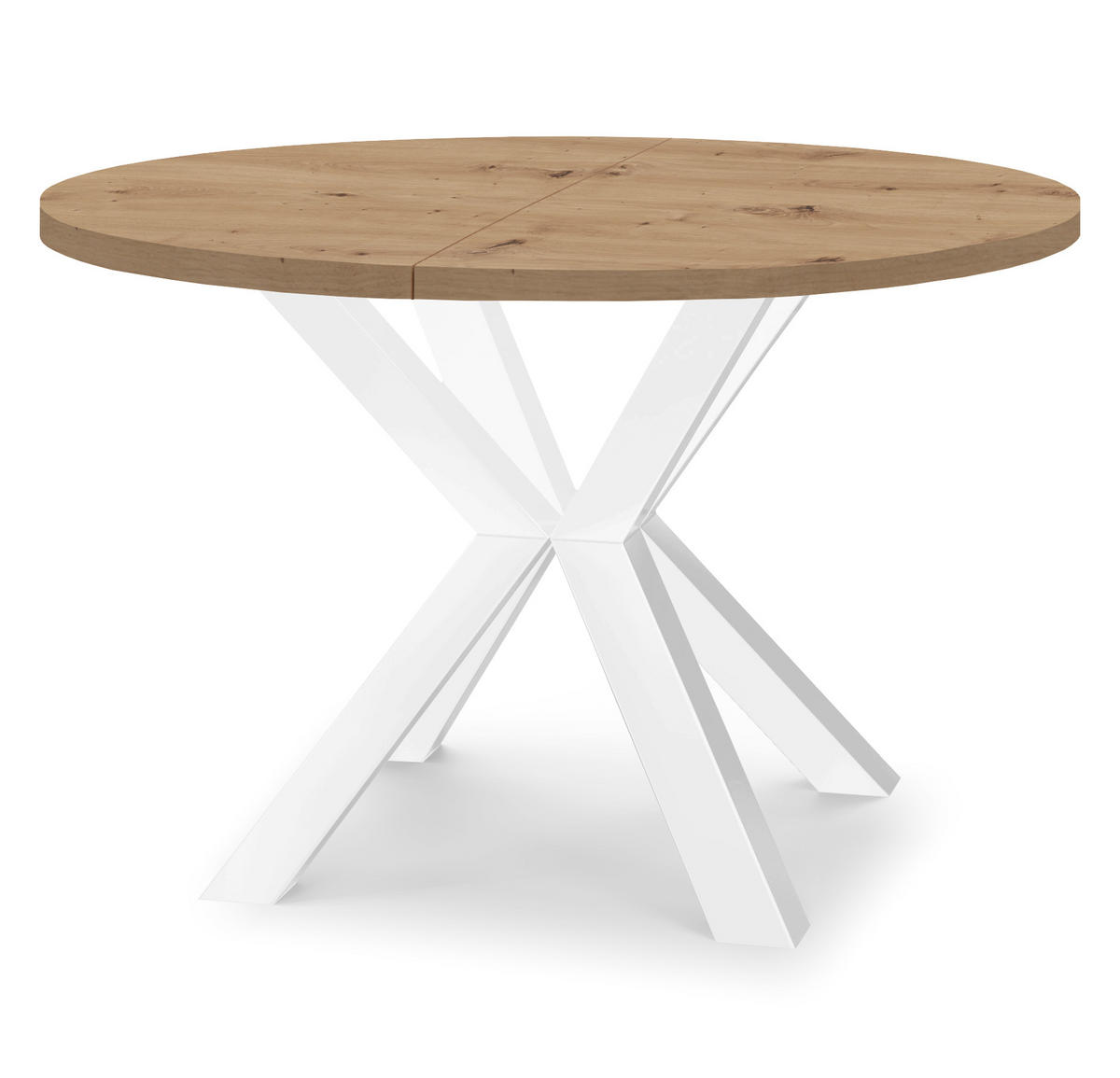 ESSTISCH RAL mit Holzbeinen, Durchmesser: 90 / 140 cm Eiche Artisan / Weiß - Eiche Artisan/Weiß, Holz (90/140/77cm) - Dekori_Interiors
