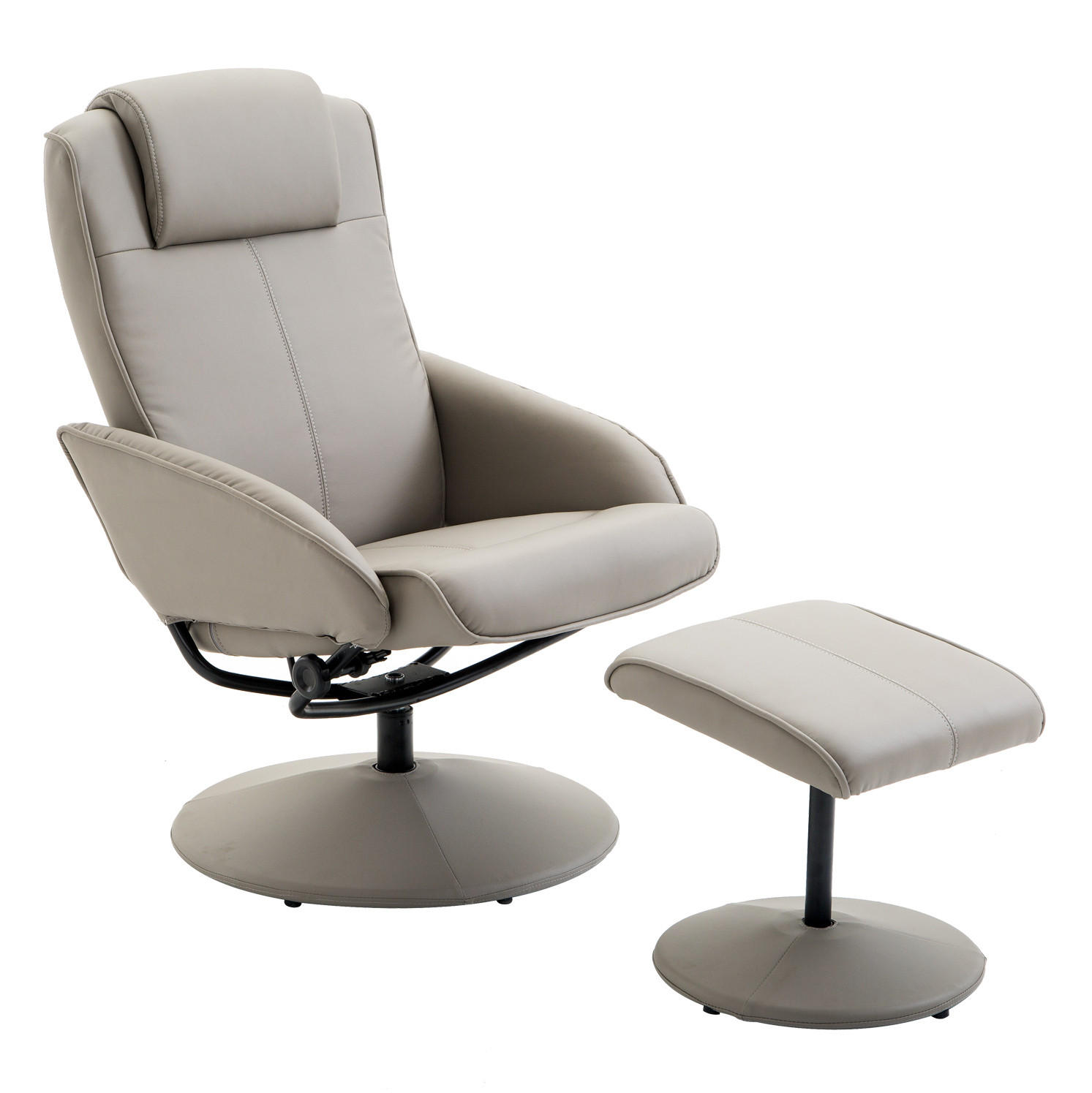 RELAXSESSEL 78/98/67 cm Grau aus Kunstleder mit Fußhocker - Grau, Holz (67/98/78cm) - OKMYHOME