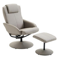 RELAXSESSEL 78/98/67 cm Grau aus Kunstleder mit Fußhocker - Grau, Holz (67/98/78cm) - OKMYHOME