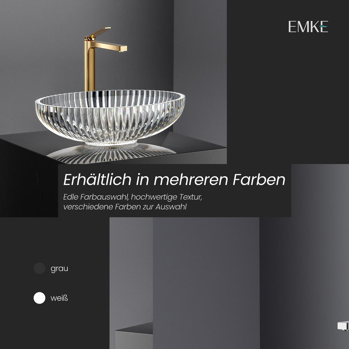 WASCHBECKEN Schwarzes Glas Oval 51 / 35 / 15 cm - Schwarz, Glas (35/15/51cm) - EMKE