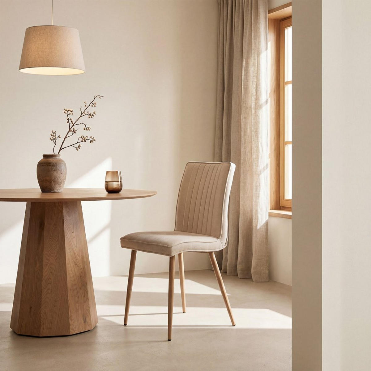 ESSZIMMERSTUHL Mika Beige 44 cm x 86 cm 4er-Set - Beige, Textil (44/86/57cm) - Klast Home