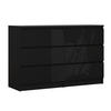 KOMMODE 6 Schubladen, Farbe: Mattschwarz / Schwarz Glanz, 120 x 78 x 39 cm - Schwarz Hochglanz/Schwarz, Holzwerkstoff (120/78/39cm) - 3XE LIVING
