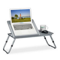 LAPTOPTISCH Grau höhenverstellbar klappbar - Grau, Holzwerkstoff/Metall (34.5/73/44cm) - Relaxdays