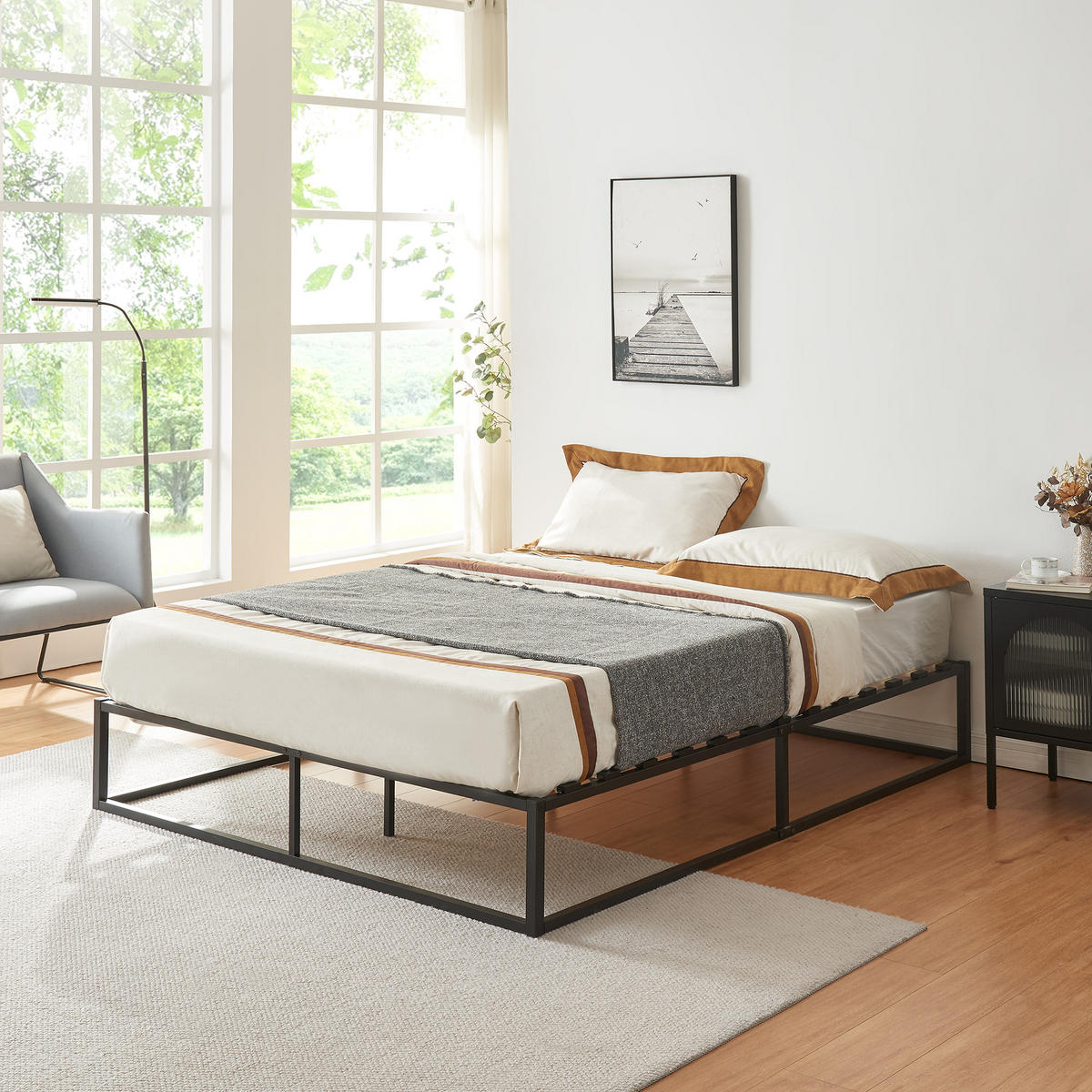 METALLBETT Kreta - Schwarz, Metall (140/200cm) - [en.casa]