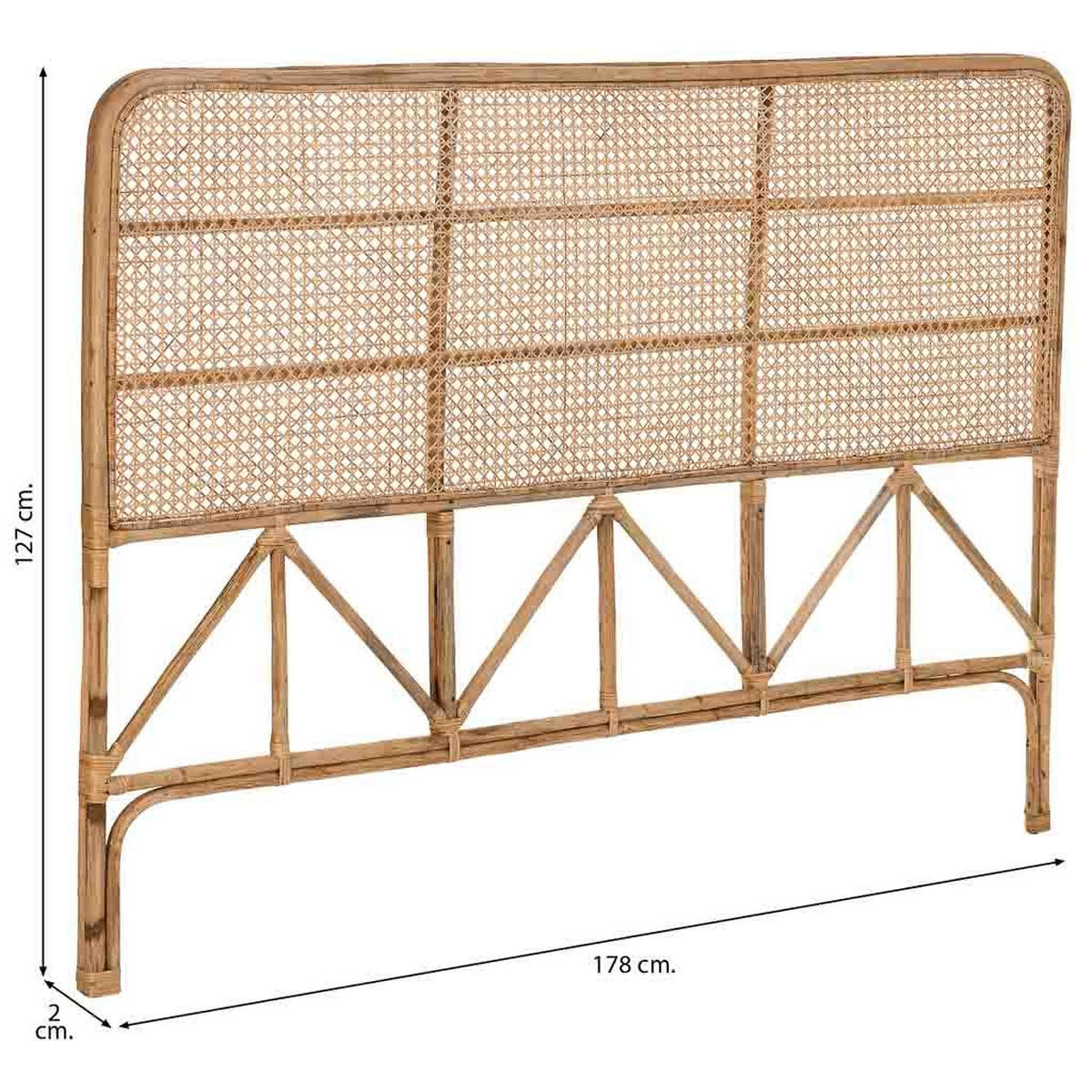 KOPFTEIL aus Rohrgeflecht 178x02x127 cm - Braun, Naturmaterialien (178/2cm) - Wanderlust