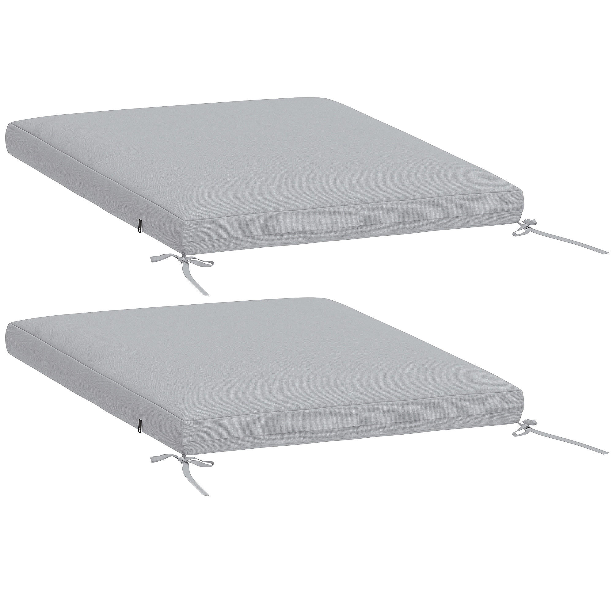 SITZKISSEN 2er-Set DE-16735 50x50 cm, 7 cm dick, UV30+ Grau - Hellgrau, Textil (50/50/7cm) - ComfortXL