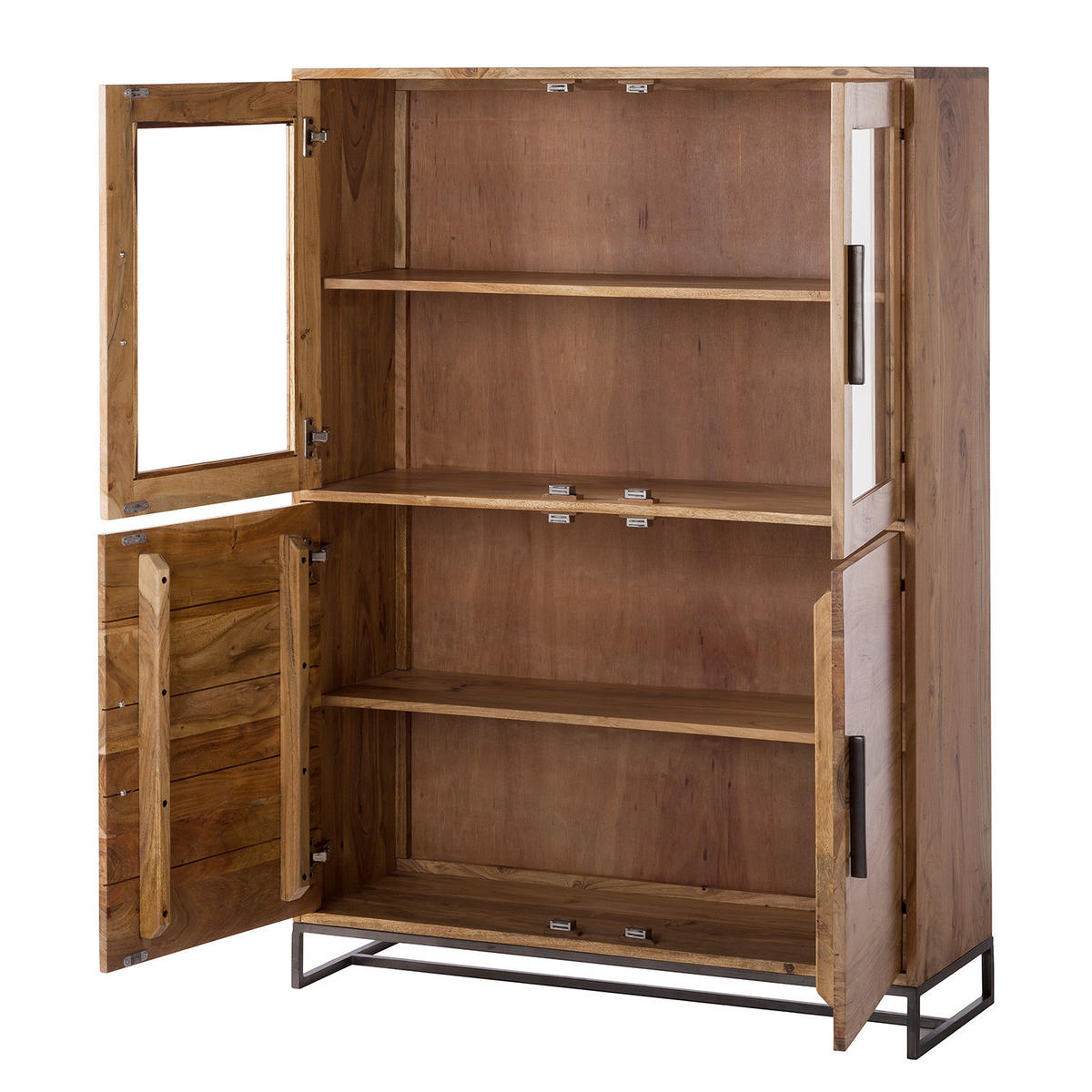 HIGHBOARD - Akazie massiv / Eisen - Akaziefarben, Holz (100/140/35cm) - home24