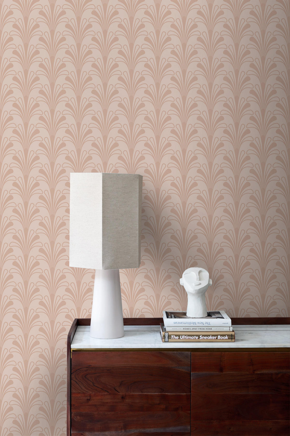 TAPETE Art Decó Muster 50 x 900 cm - Pink, Papier (50/900cm) - Origin Wallcoverings