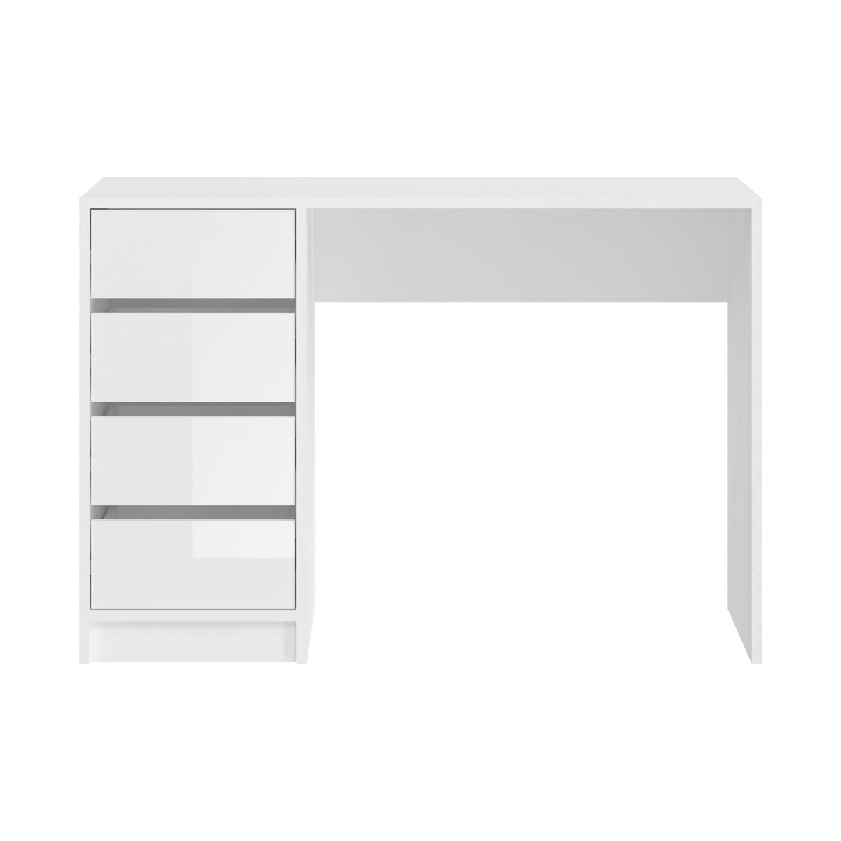 SCHMINKTISCH Emma Schminktisch in weiß Nachbildung und weiß hochglanz B/H/T: 110x75x48 cm - Weiß, Holzwerkstoff (110/75/48cm)