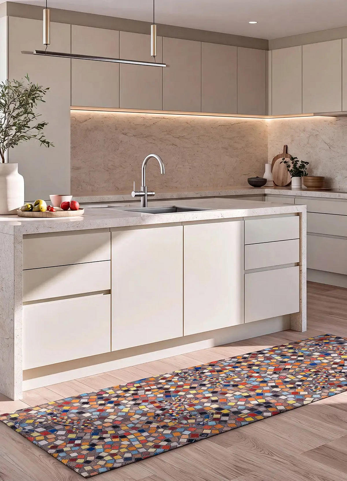 KÜCHENTEPPICH Mehrfarbig Ricci 52/100 cm - Multicolor, Kunststoff/Textil (52/100cm) - Atticgo