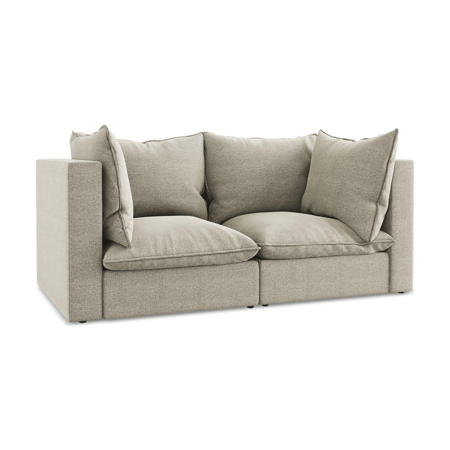 2-SITZER-SOFA Bouclé Stoff Grau - Taupe/Schwarz, Holzwerkstoff/Kunststoff (180/77/90cm) - LaMiaSofa