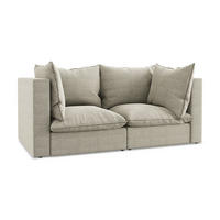 2-SITZER-SOFA Bouclé Stoff Grau - Taupe/Schwarz, Holzwerkstoff/Kunststoff (180/77/90cm) - LaMiaSofa