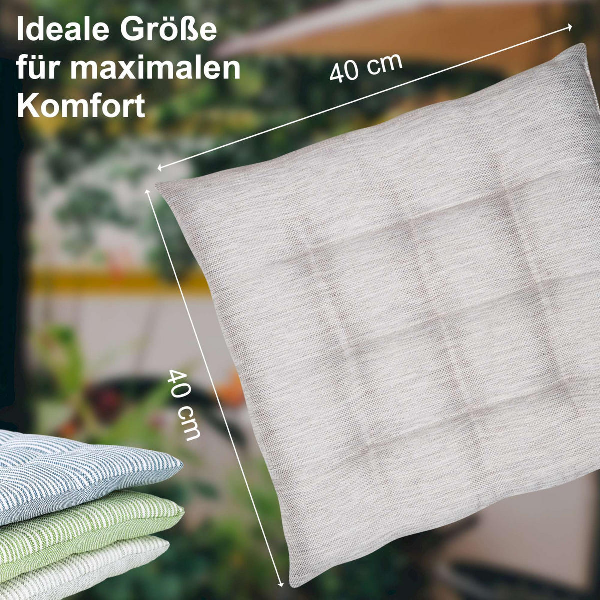 SITZKISSEN 4er Sparset FRESHSTRIPE4ER - Hellgrau, Textil (40/40/5cm) - Tom Tailor