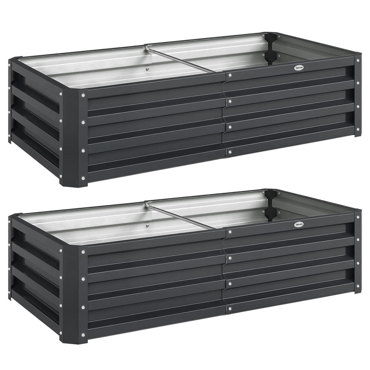 HOCHBEET-SET DE-12275 2er-Set rechteckig 120/60/30,5 cm Grau - Grau, Metall (120/30.5/60cm) - ComfortXL