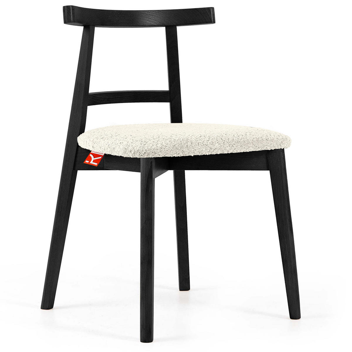 HOLZSTUHL LILIO Esstischstühle, 2-er Set, Bouclé - Schwarz/Weiß, Holz/Textil (47/76.5/45cm) - KONSIMO®
