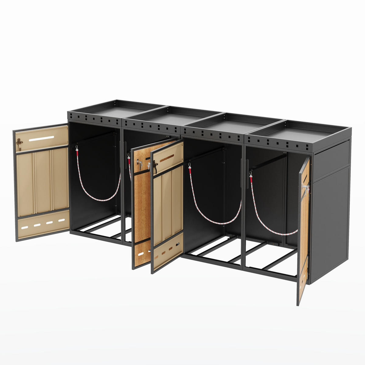 MÜLLTONNENBOX 4er Pflanzdach 120-240L Mülltonnenschrank - Multicolor, Metall (160/236/264cm) - FLIEKS