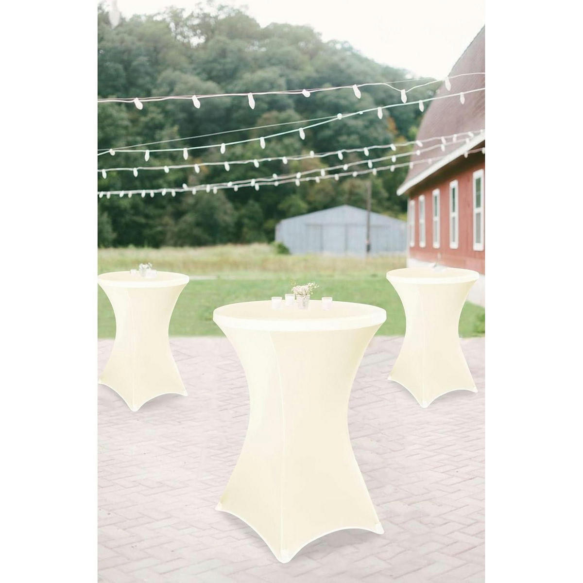 STEHTISCHHUSSE 3er Set Beige Ø 80 cm - Creme, Textil (80/80cm)