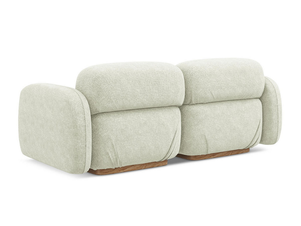 3-SITZER SOFA Chenille Stoff Weiß - Weiß/Braun, Holz/Textil (190/73/95cm) - Makamii