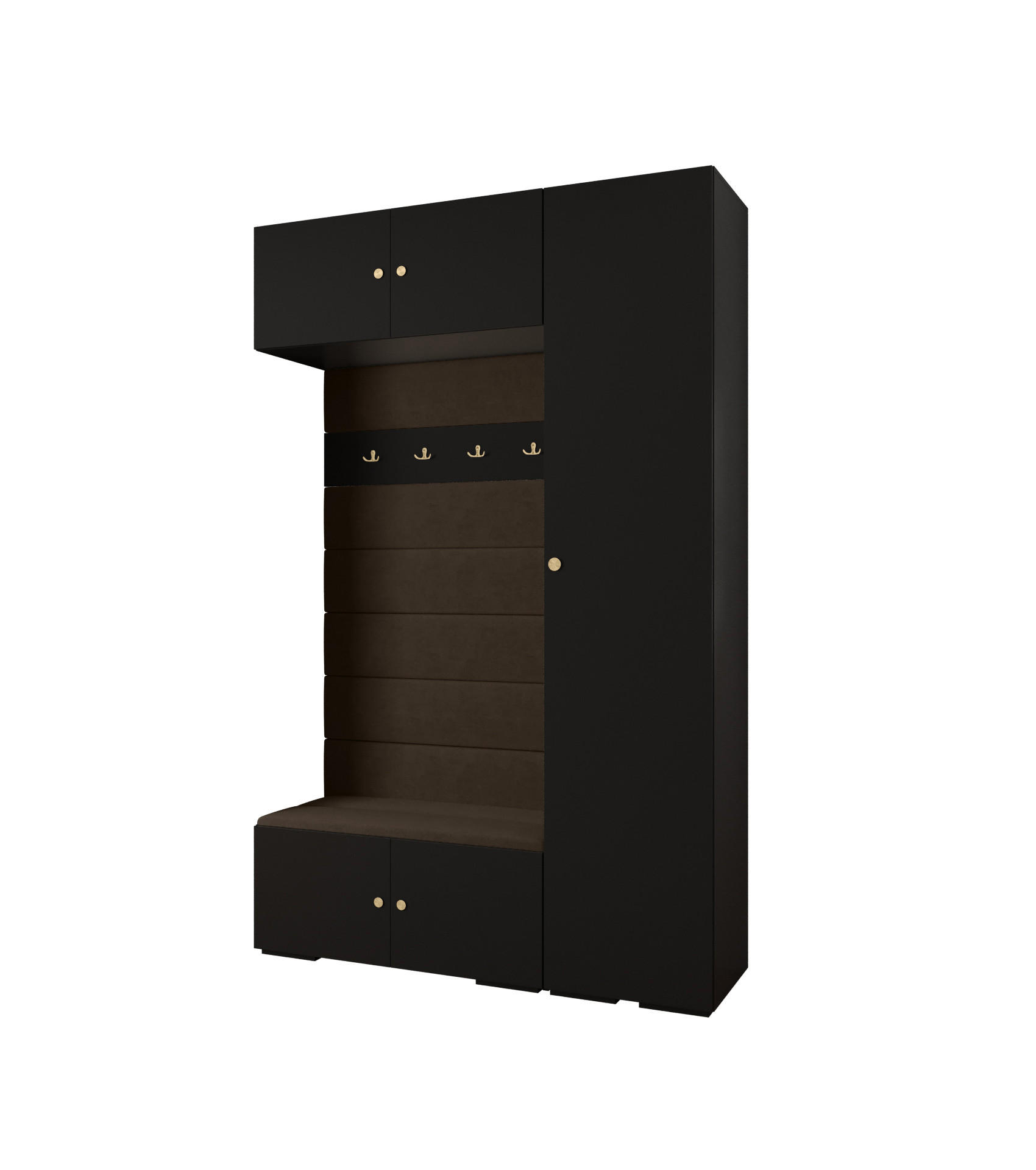 Abiks Möbel Garderoben-Set Schwarz, Braun, Gold 150x236.7x47 cm